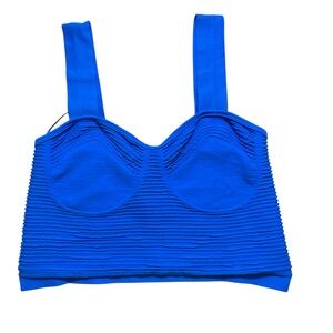 Sincerely Jules Ribbed Sweetheart Crop Size L Blue Vacation Casual